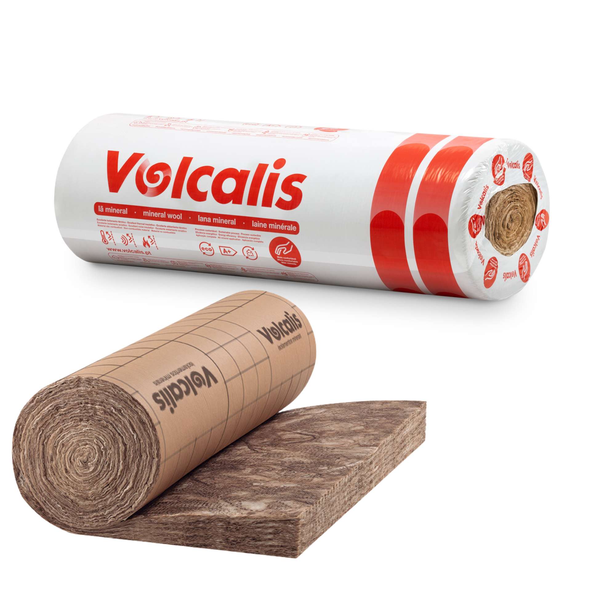 Lã Mineral Revestida a Papel Kraft em Rolo Volcalis EASY