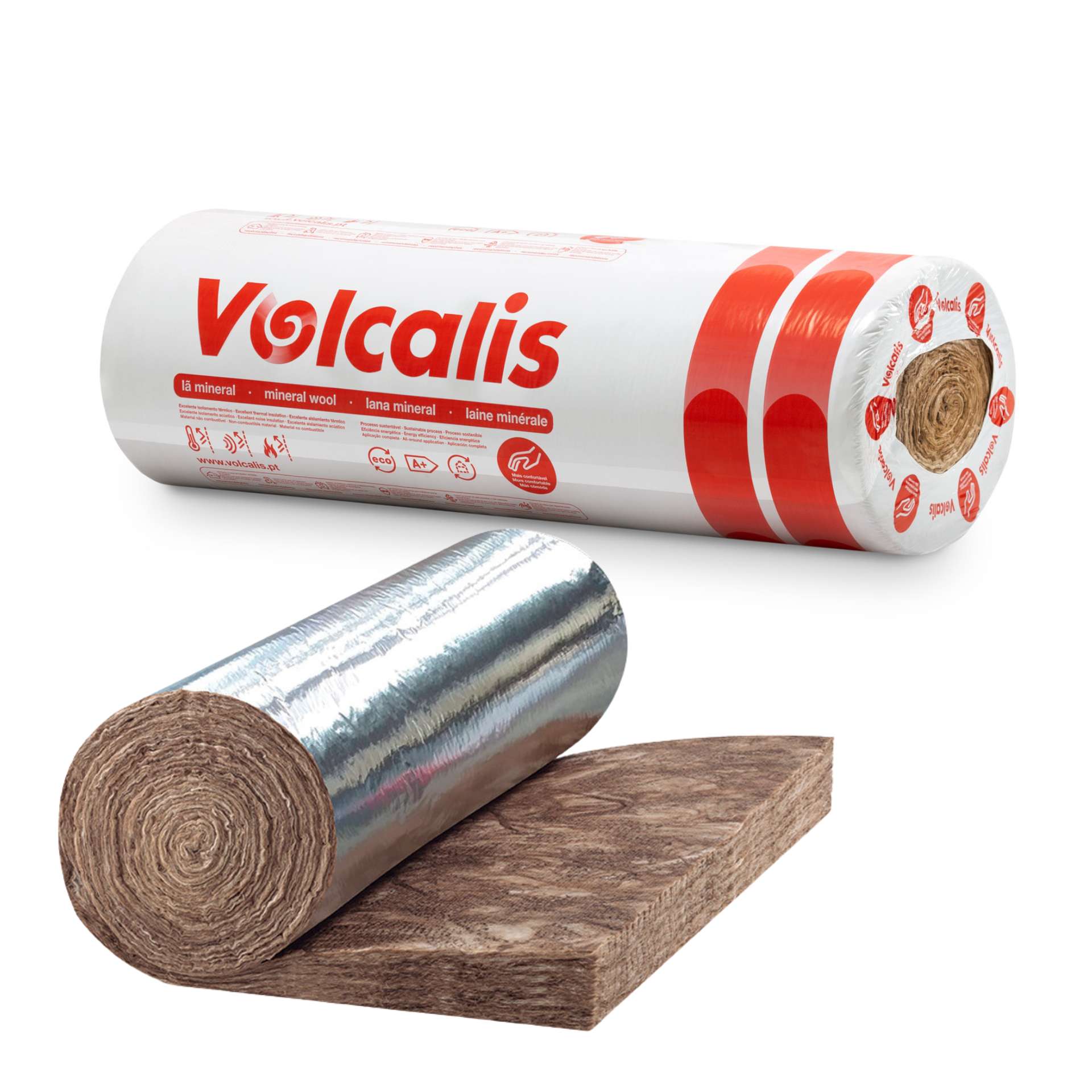 Lã Mineral Revestida a Alumínio Kraft em Rolo Volcalis EASY